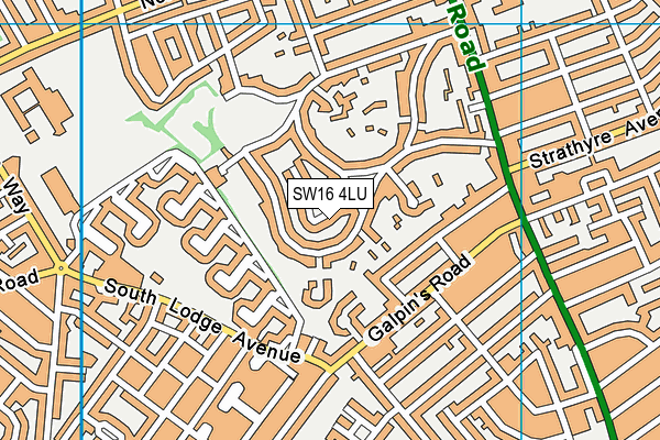 SW16 4LU map - OS VectorMap District (Ordnance Survey)