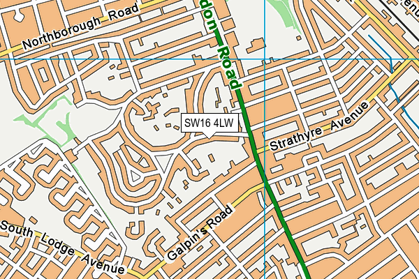 SW16 4LW map - OS VectorMap District (Ordnance Survey)