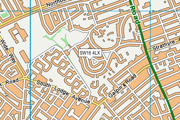 SW16 4LX map - OS VectorMap District (Ordnance Survey)