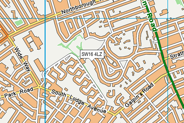 SW16 4LZ map - OS VectorMap District (Ordnance Survey)