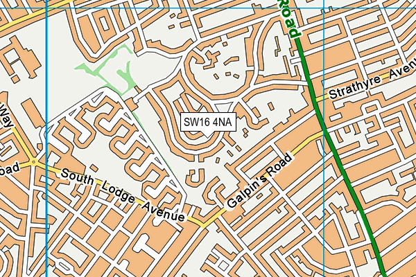 SW16 4NA map - OS VectorMap District (Ordnance Survey)