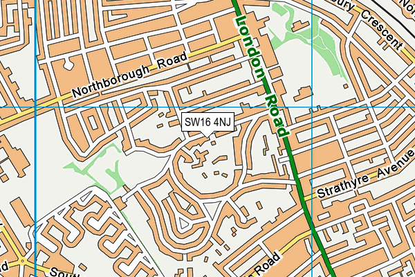 SW16 4NJ map - OS VectorMap District (Ordnance Survey)