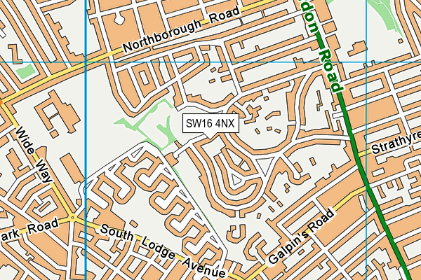 SW16 4NX map - OS VectorMap District (Ordnance Survey)