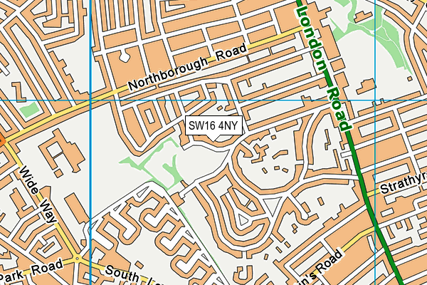 SW16 4NY map - OS VectorMap District (Ordnance Survey)