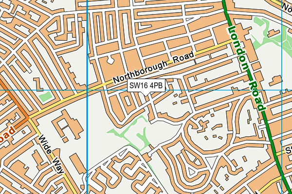 SW16 4PB map - OS VectorMap District (Ordnance Survey)