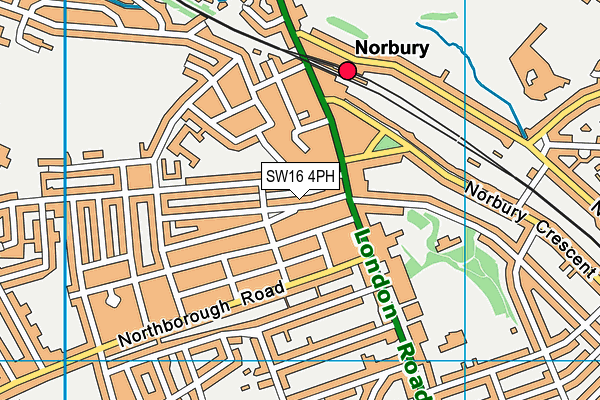 SW16 4PH map - OS VectorMap District (Ordnance Survey)