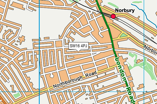 SW16 4PJ map - OS VectorMap District (Ordnance Survey)