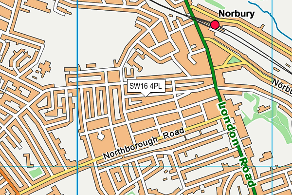 SW16 4PL map - OS VectorMap District (Ordnance Survey)