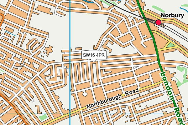 SW16 4PR map - OS VectorMap District (Ordnance Survey)