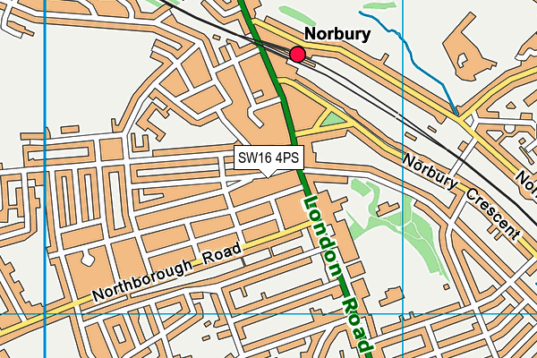 SW16 4PS map - OS VectorMap District (Ordnance Survey)