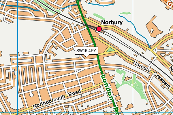 SW16 4PY map - OS VectorMap District (Ordnance Survey)