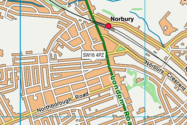 SW16 4PZ map - OS VectorMap District (Ordnance Survey)