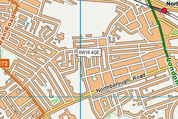 SW16 4QE map - OS VectorMap District (Ordnance Survey)