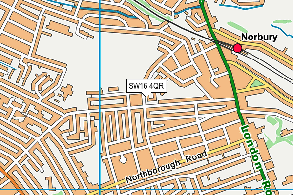 SW16 4QR map - OS VectorMap District (Ordnance Survey)