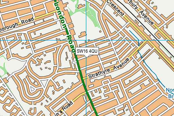 SW16 4QU map - OS VectorMap District (Ordnance Survey)