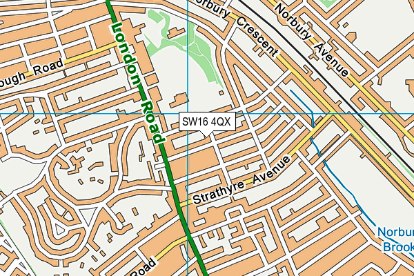 SW16 4QX map - OS VectorMap District (Ordnance Survey)