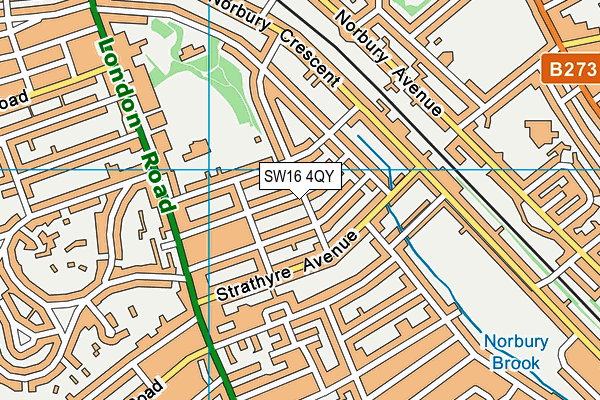 SW16 4QY map - OS VectorMap District (Ordnance Survey)