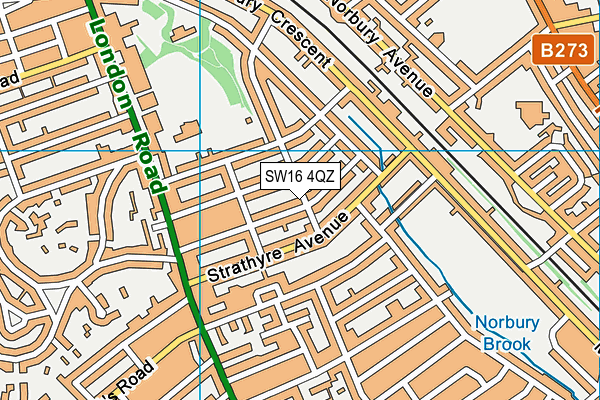 SW16 4QZ map - OS VectorMap District (Ordnance Survey)