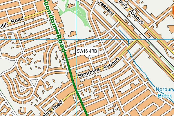 SW16 4RB map - OS VectorMap District (Ordnance Survey)