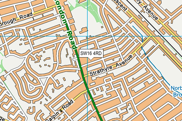 SW16 4RD map - OS VectorMap District (Ordnance Survey)
