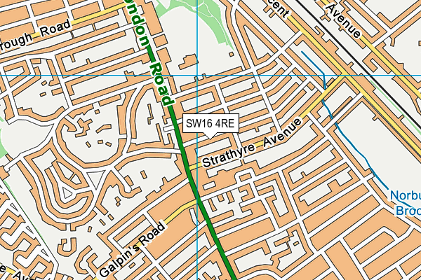 SW16 4RE map - OS VectorMap District (Ordnance Survey)