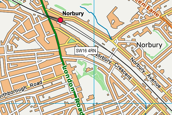 SW16 4RN map - OS VectorMap District (Ordnance Survey)