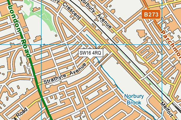 SW16 4RQ map - OS VectorMap District (Ordnance Survey)