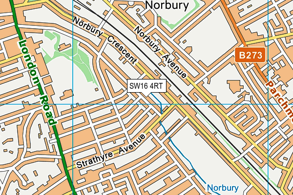 SW16 4RT map - OS VectorMap District (Ordnance Survey)