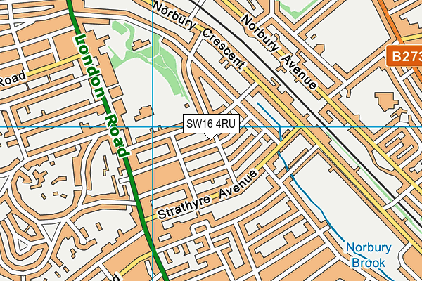 SW16 4RU map - OS VectorMap District (Ordnance Survey)