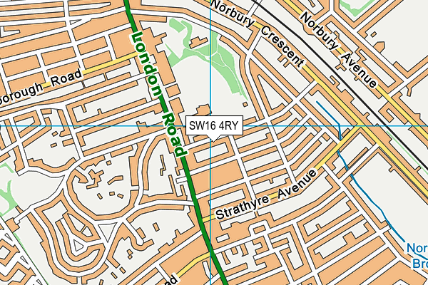 SW16 4RY map - OS VectorMap District (Ordnance Survey)