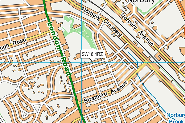 SW16 4RZ map - OS VectorMap District (Ordnance Survey)