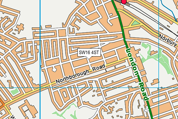 SW16 4ST map - OS VectorMap District (Ordnance Survey)