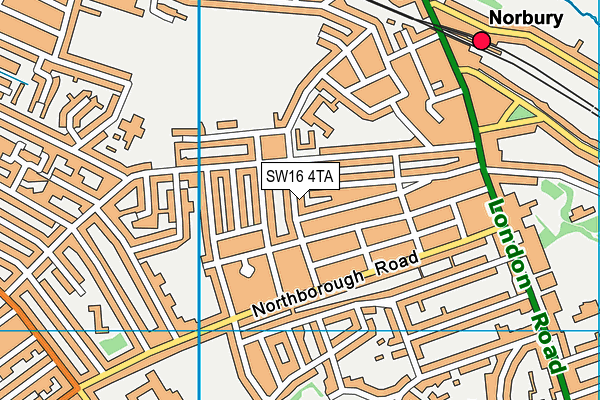 SW16 4TA map - OS VectorMap District (Ordnance Survey)