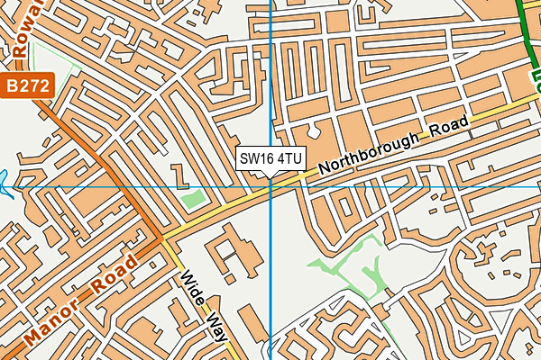 SW16 4TU map - OS VectorMap District (Ordnance Survey)