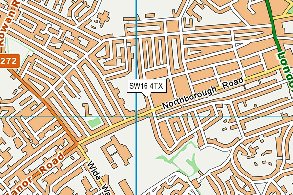 SW16 4TX map - OS VectorMap District (Ordnance Survey)