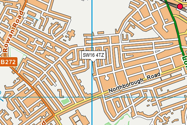 SW16 4TZ map - OS VectorMap District (Ordnance Survey)