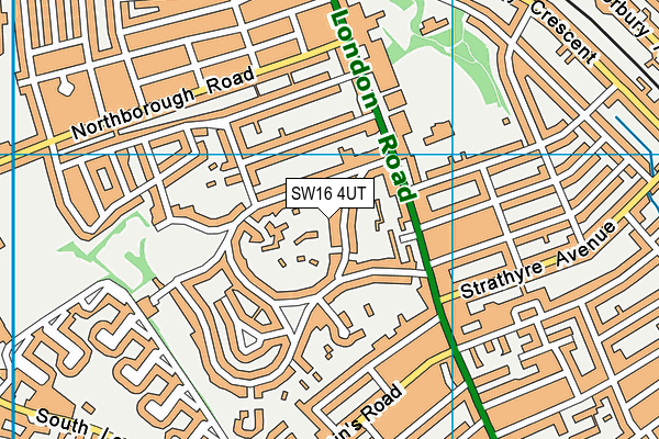 SW16 4UT map - OS VectorMap District (Ordnance Survey)