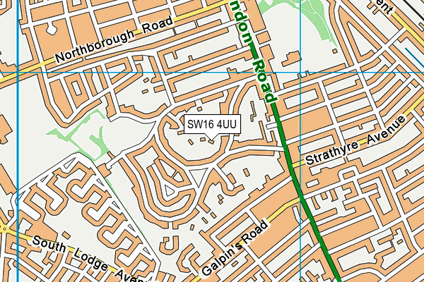 SW16 4UU map - OS VectorMap District (Ordnance Survey)