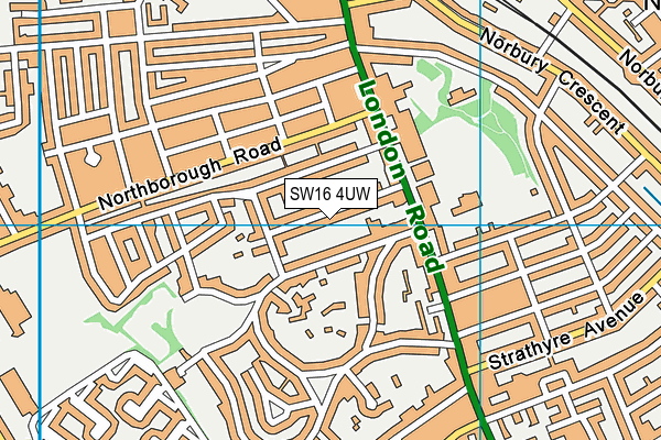 SW16 4UW map - OS VectorMap District (Ordnance Survey)