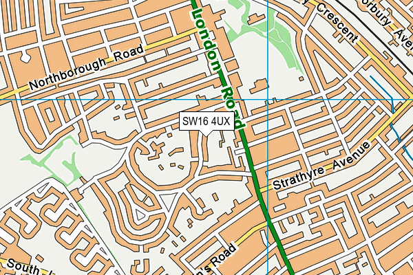 SW16 4UX map - OS VectorMap District (Ordnance Survey)