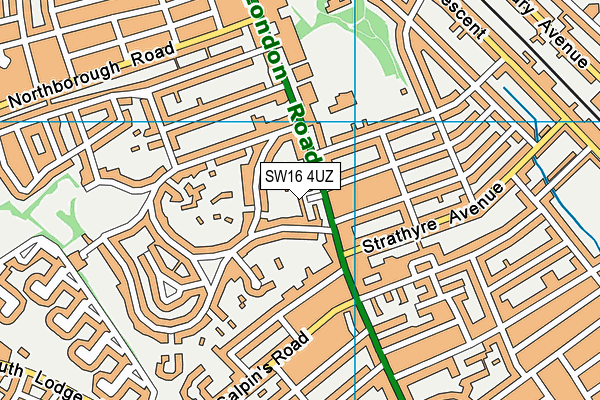 SW16 4UZ map - OS VectorMap District (Ordnance Survey)