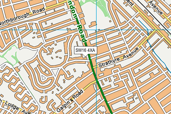 SW16 4XA map - OS VectorMap District (Ordnance Survey)