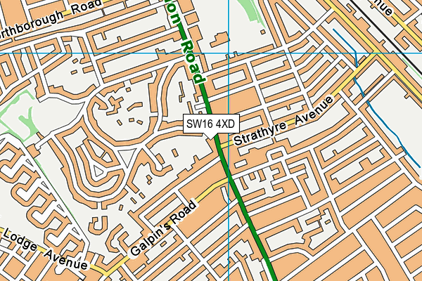 SW16 4XD map - OS VectorMap District (Ordnance Survey)