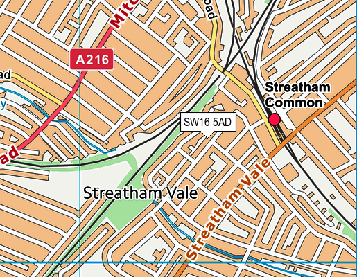 SW16 5AD map - OS VectorMap District (Ordnance Survey)