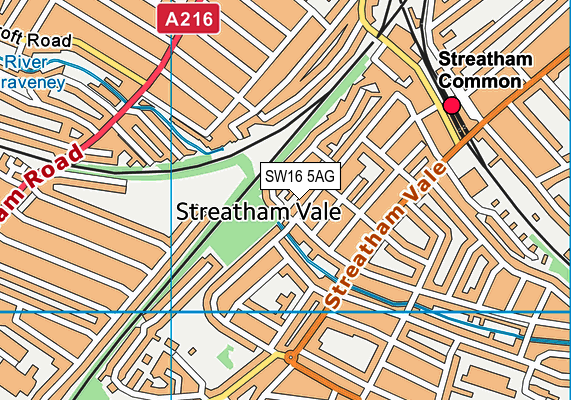 SW16 5AG map - OS VectorMap District (Ordnance Survey)