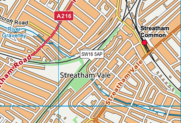 SW16 5AP map - OS VectorMap District (Ordnance Survey)