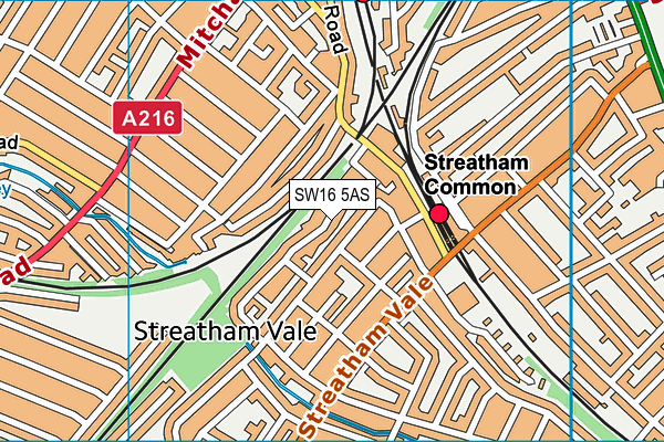 SW16 5AS map - OS VectorMap District (Ordnance Survey)