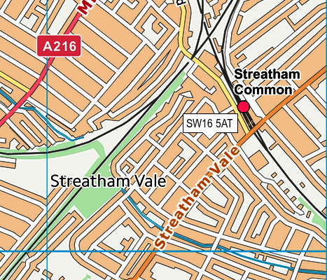 SW16 5AT map - OS VectorMap District (Ordnance Survey)