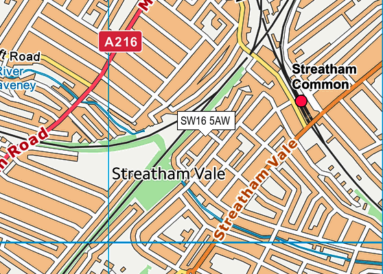 SW16 5AW map - OS VectorMap District (Ordnance Survey)