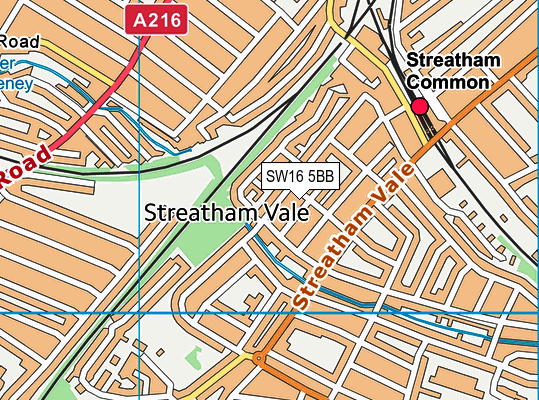 SW16 5BB map - OS VectorMap District (Ordnance Survey)